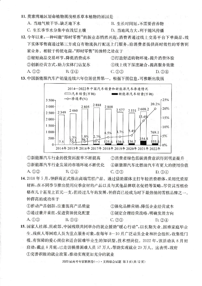 四川省高2023届高考专家联测卷（1）文综试题_8.2025政治总复习_政治高考模拟题_老高考_2023年_四川省高2023届高考专家联测卷（1）文综试题_四川省高2023届高考专家联测卷（1）文综试题