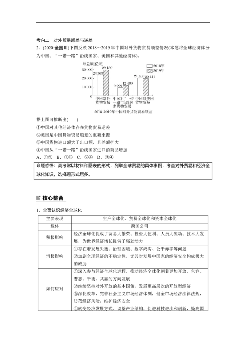 专题7　课时1　经济全球化与对外开放_8.2025政治总复习_赠品通用版（老高考）复习资料_二轮复习_2023年高考政治二轮复习讲义+课件（全国版）_2023年高考政治二轮复习讲义（全国版）
