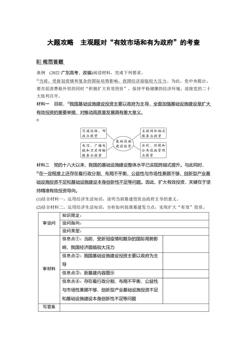 必修2　大题攻略　主观题对&ldquo;有效市场和有为政府&rdquo;的考查_8.2025政治总复习_2024年新高考资料_1.2024一轮复习_2024年高考政治一轮复习讲义（部编版）_学生版在此文件夹_大一轮复习讲义