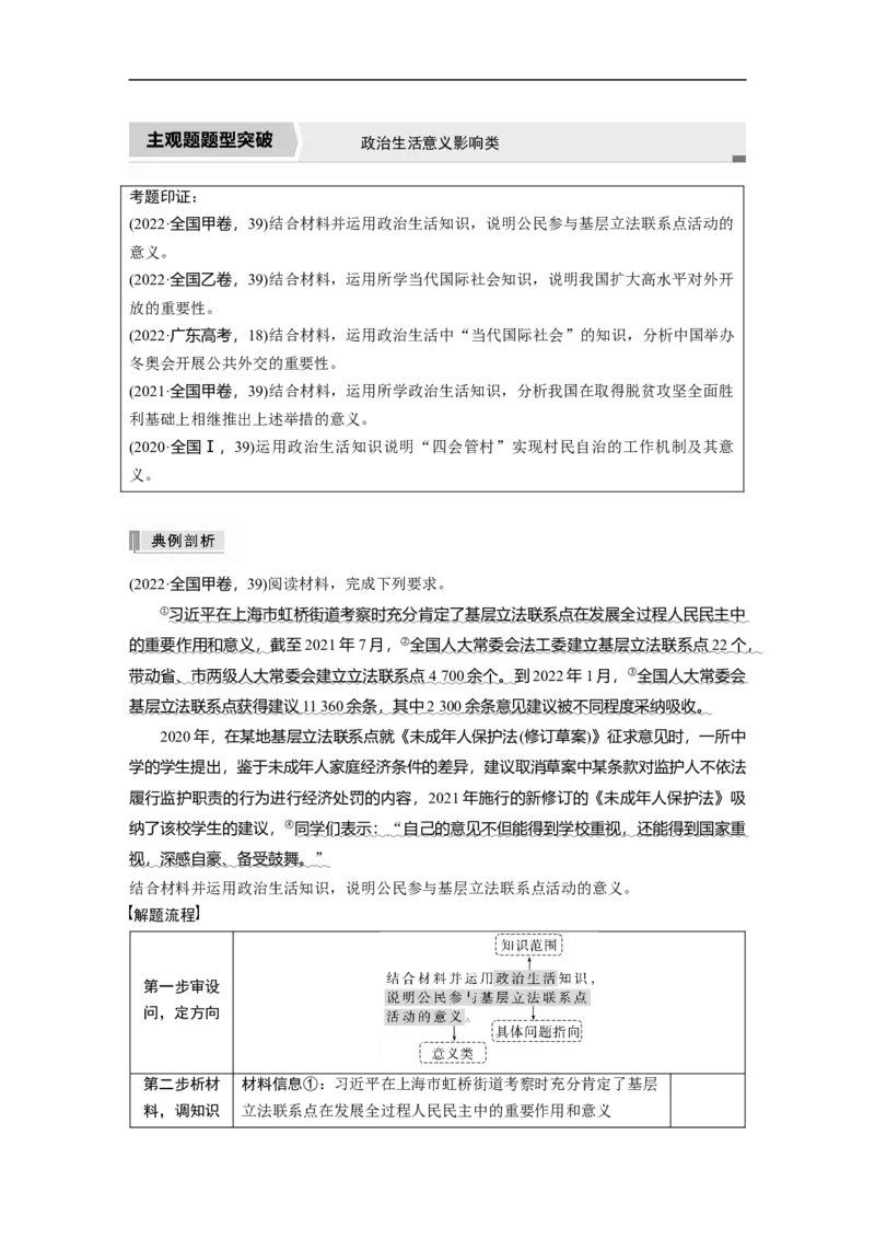 专题5　主观题题型突破　政治生活意义影响类_8.2025政治总复习_赠品通用版（老高考）复习资料_二轮复习_2023年高考政治二轮复习讲义+课件（全国版）_学生版_大二轮专题复习讲义
