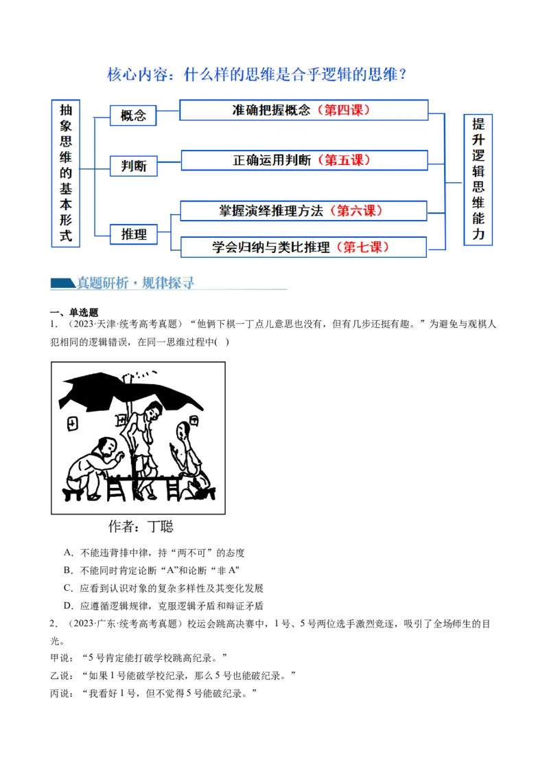 专题15科学思维与逻辑思维（讲义）（学生版）_8.2025政治总复习_2024年新高考资料_2.2024二轮复习_2024年高考政治二轮复习讲练测（新教材新高考）