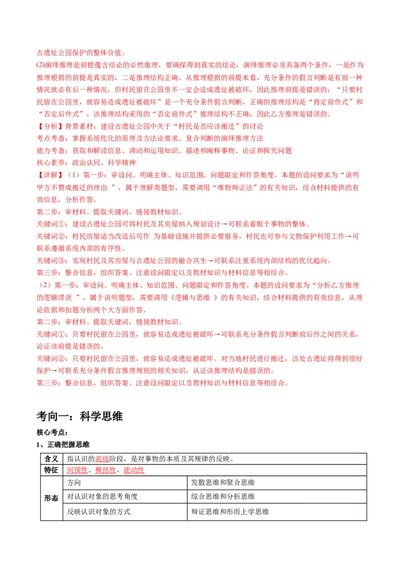 专题15科学思维与逻辑思维（讲义）（教师版）_8.2025政治总复习_2024年新高考资料_2.2024二轮复习_2024年高考政治二轮复习讲练测（新教材新高考）