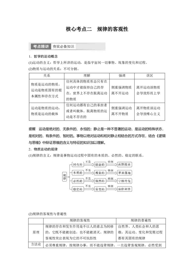 必修4　第19课　课时1　世界的物质性与规律的客观性_8.2025政治总复习_2024年新高考资料_1.2024一轮复习_2024年高考政治一轮复习讲义（部编版）_学生版在此文件夹_大一轮复习讲义