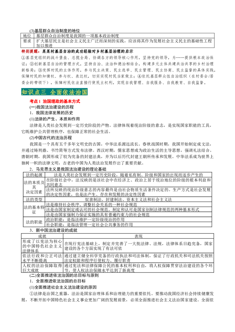 必修3《政治与法治》(思维导图+高频考点+易错扫描)-备战2024年高考政治抢分秘籍（新高考专用）_8.2025政治总复习_2024年新高考资料_5.2024三轮冲刺