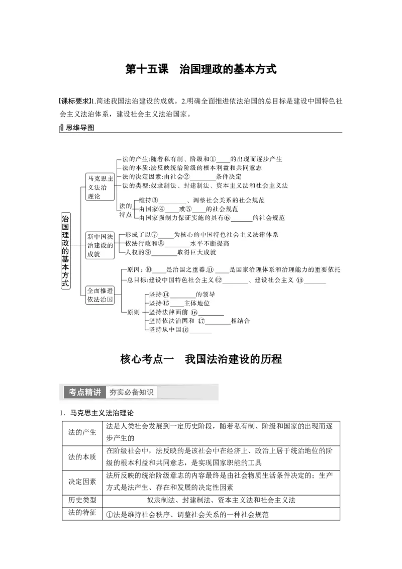 必修3　第15课　治国理政的基本方式_8.2025政治总复习_2024年新高考资料_1.2024一轮复习_2024年高考政治一轮复习讲义（部编版）_学生版在此文件夹_大一轮复习讲义_必修3　政治与法治