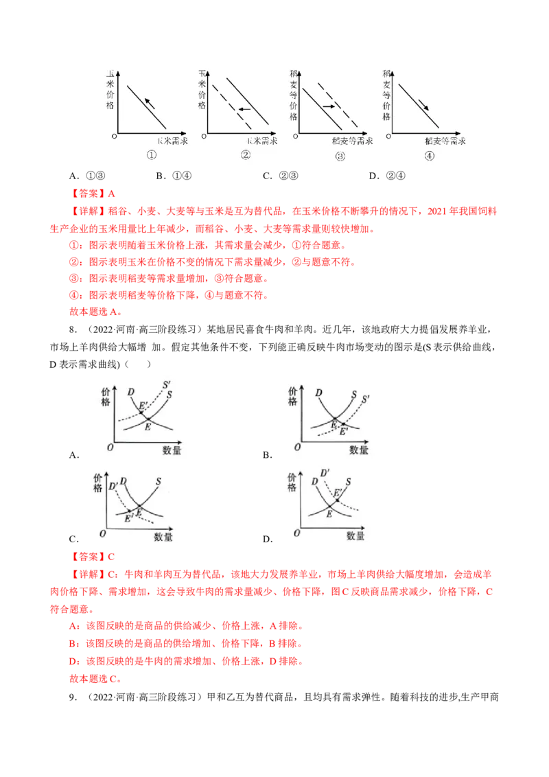 专题一曲线图类选择题模拟演练（解析版）_8.2025政治总复习_赠品通用版（老高考）复习资料_二轮复习_2023年高考政治毕业班二轮热点题型归纳与变式演练（全国通用）