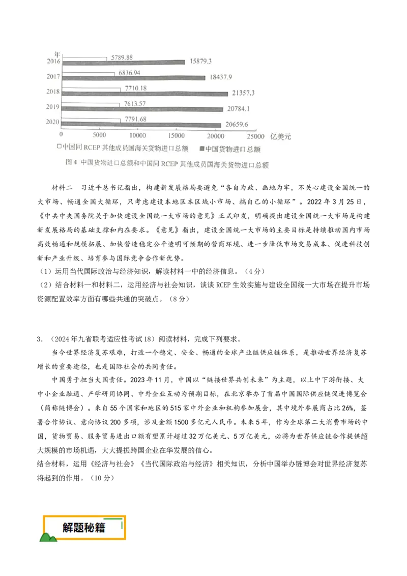 押第18题《经济与社会》与《当代国际政治与经济》（原卷版）_8.2025政治总复习_2024年新高考资料_5.2024三轮冲刺_备战2024年高考政治临考题号押题（辽宁、黑龙江、吉林专用）323375917
