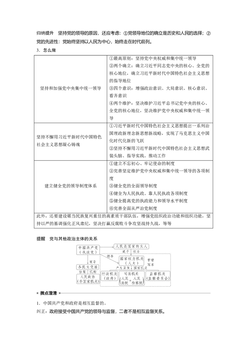 必修3第十课　坚持和加强党的全面领导_8.2025政治总复习_2025年新高考资料_一轮复习_2025政治大一轮复习讲义+课件（完结）_2025政治大一轮复习讲义配套教师用书Word版全书