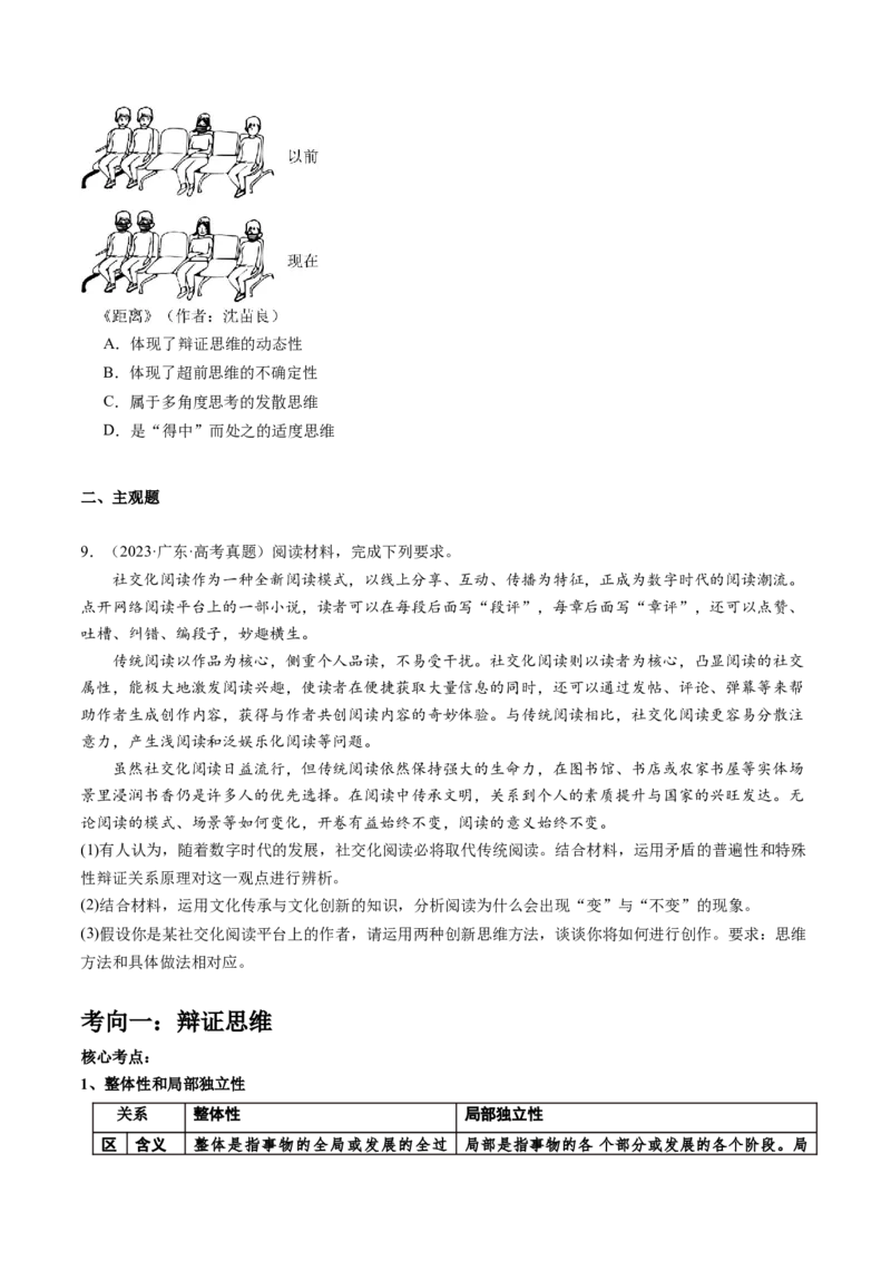 专题16辩证思维与创新思维（讲义）（原卷版）_8.2025政治总复习_2024年新高考资料_2.2024二轮复习_2024年高考政治二轮复习讲练测（新教材新高考）