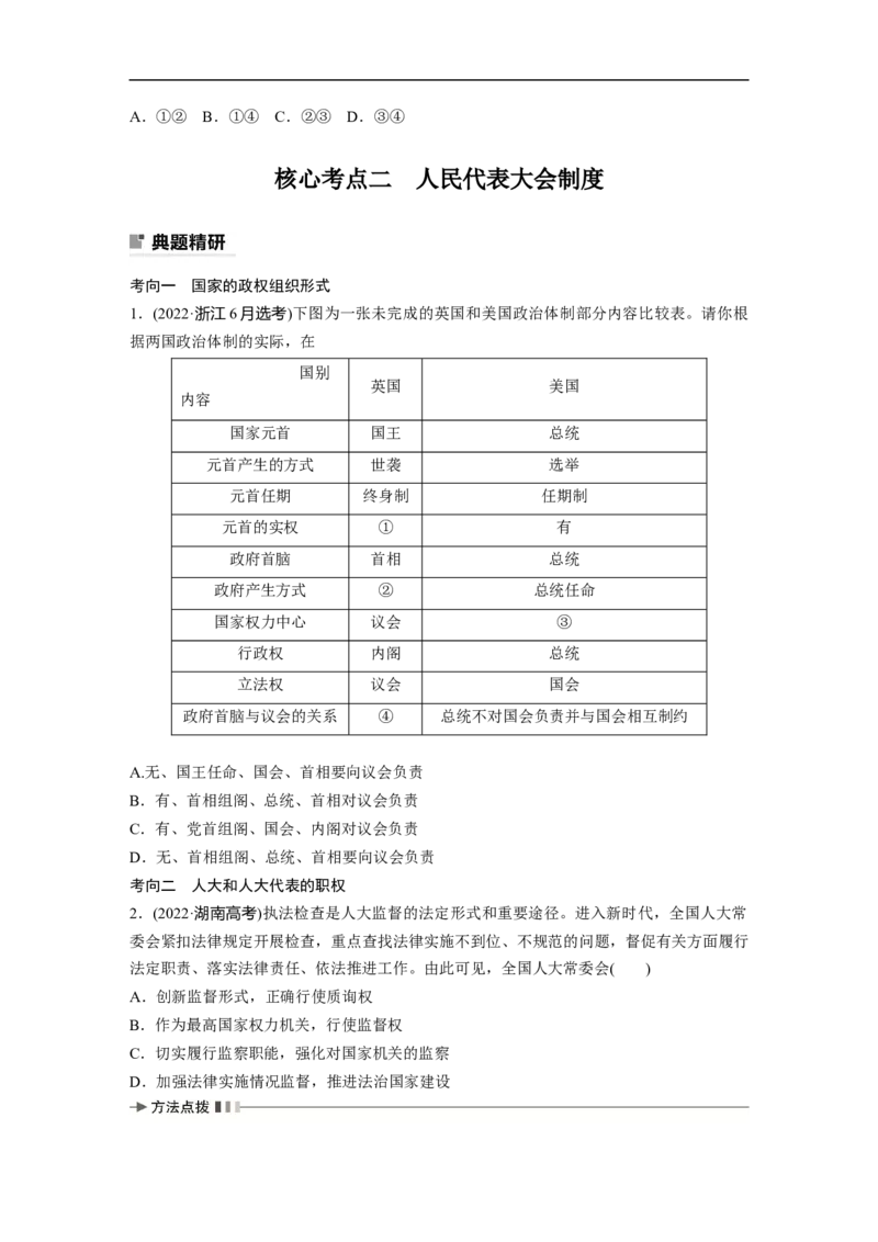 专题6　课时1　我国的国体与政体_8.2025政治总复习_2023年新高考资料_二轮复习_2023年高考政治二轮复习讲义+课件（新高考版）_2023年高考政治二轮复习讲义（新高考版）_学生版