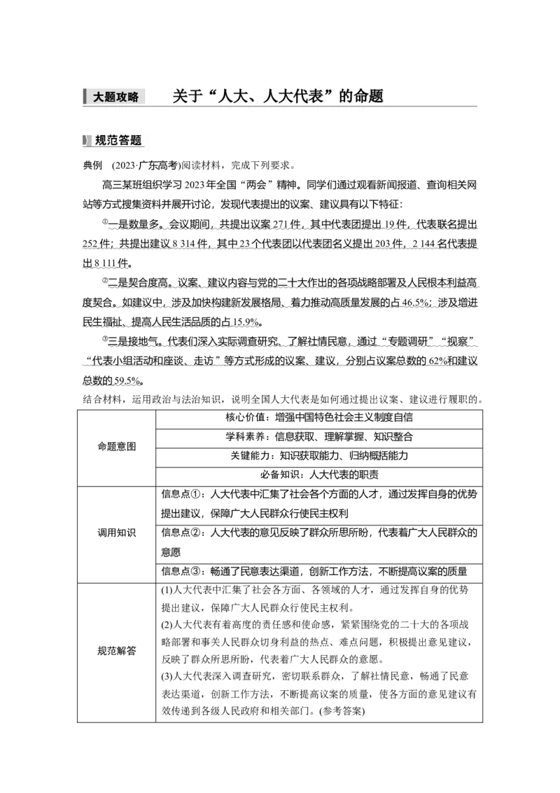 必修3第十二课　大题攻略　关于&ldquo;人大、人大代表&rdquo;的命题_8.2025政治总复习_2025年新高考资料_一轮复习_2025政治大一轮复习讲义+课件（完结）_配套Word文档必修2、必修3