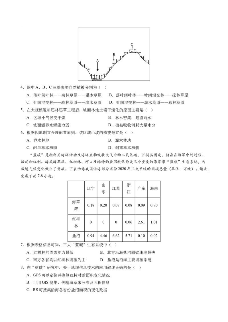 黄金卷07（考试版）-赢在高考&middot;黄金8卷备战2024年高考地理模拟卷（辽宁专用）_9.2025地理总复习_2024年新高考资料_4.2024高考模拟预测试卷