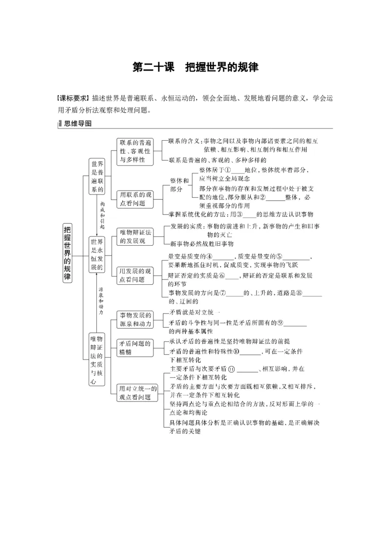 必修4　第20课　课时1　世界是普遍联系的_8.2025政治总复习_2024年新高考资料_1.2024一轮复习_2024年高考政治一轮复习讲义（部编版）_学生版在此文件夹_大一轮复习讲义_必修4　哲学与文化