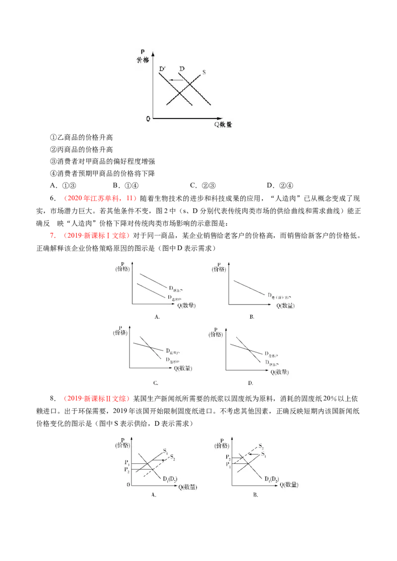 专题一曲线图类选择题真题精练（原卷版）_8.2025政治总复习_赠品通用版（老高考）复习资料_二轮复习_2023年高考政治毕业班二轮热点题型归纳与变式演练（全国通用）