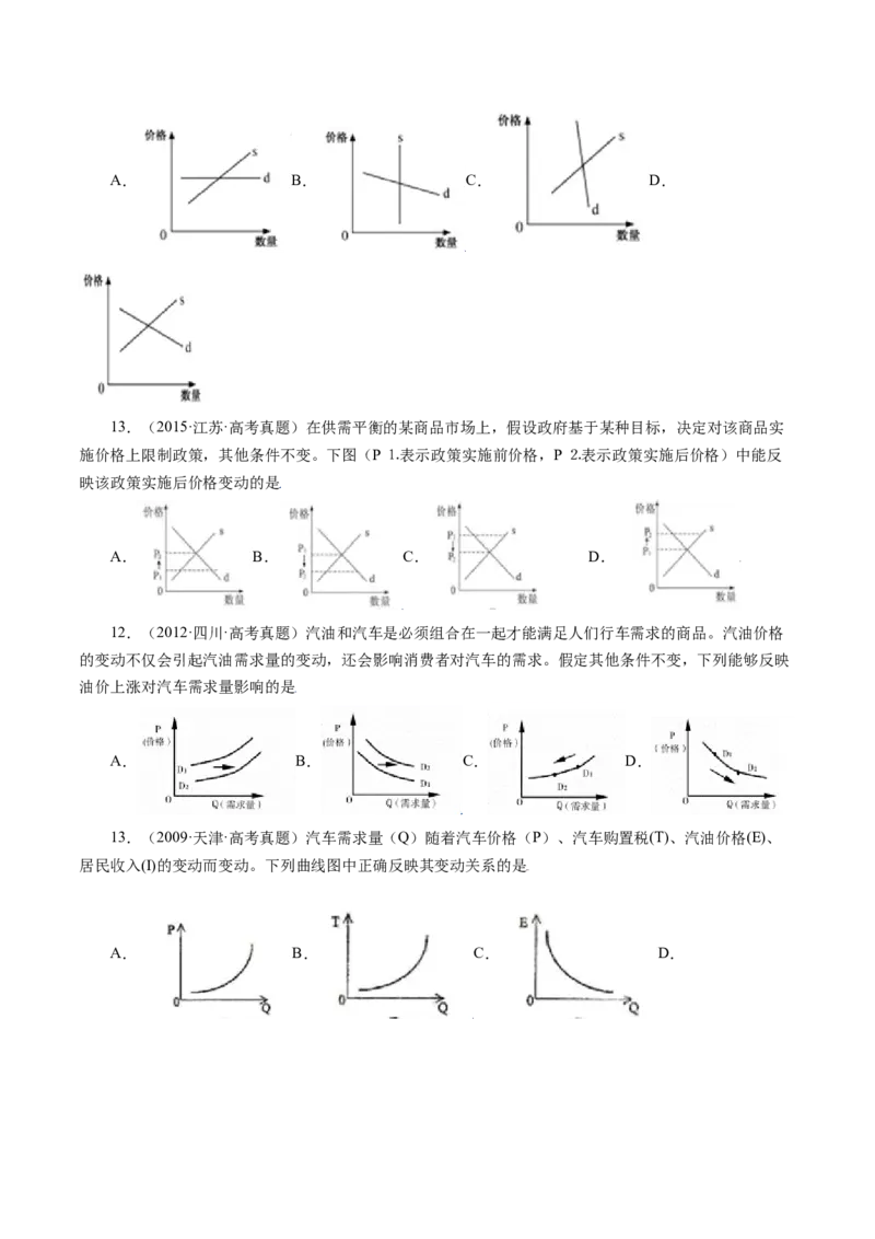 专题一曲线图类选择题真题精练（原卷版）_8.2025政治总复习_赠品通用版（老高考）复习资料_二轮复习_2023年高考政治毕业班二轮热点题型归纳与变式演练（全国通用）