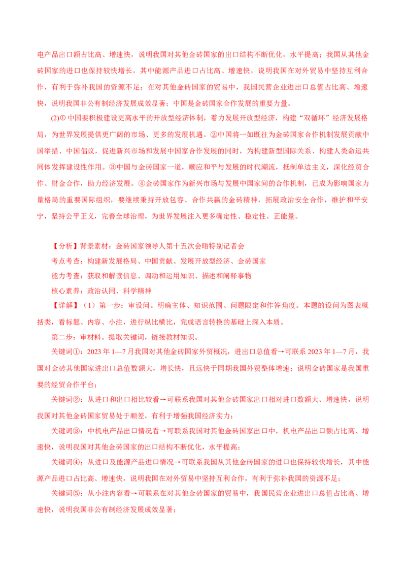 押江苏卷第17题当代国际政治与经济（解析版）-备战2024年高考政治临考题号押题（江苏卷）_8.2025政治总复习_2024年新高考资料_5.2024三轮冲刺