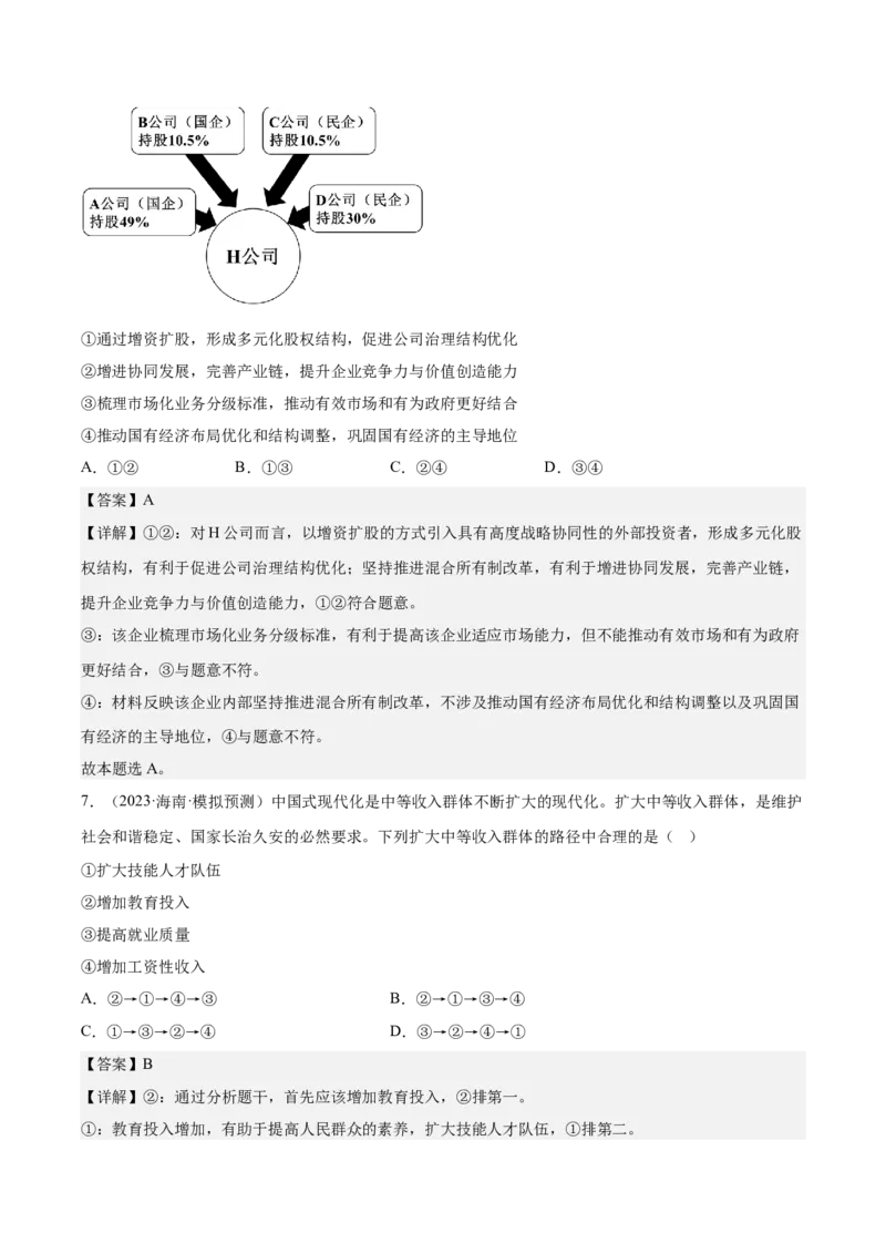 必修2《经济与社会》综合测试（解析版）_8.2025政治总复习_2023年新高考资料_二轮复习_2023年高考政治二轮复习分册必刷题