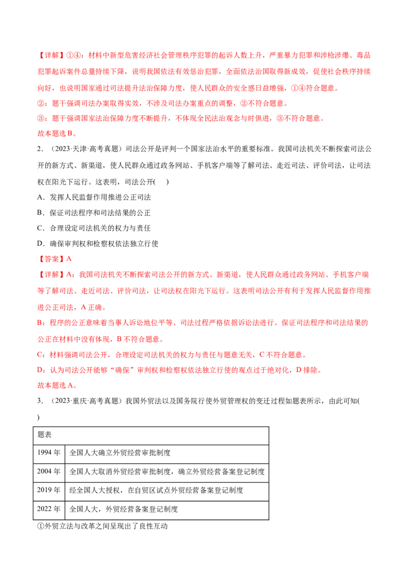 押新高考卷第4-10题全面依法治国（解析版）_8.2025政治总复习_2024年新高考资料_5.2024三轮冲刺_备战2024年高考政治临考题号押题（新高考通用）322937427