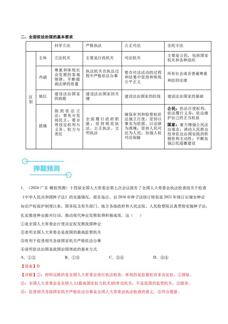 押新高考卷第4-10题全面依法治国（解析版）_8.2025政治总复习_2024年新高考资料_5.2024三轮冲刺_备战2024年高考政治临考题号押题（新高考通用）322937427