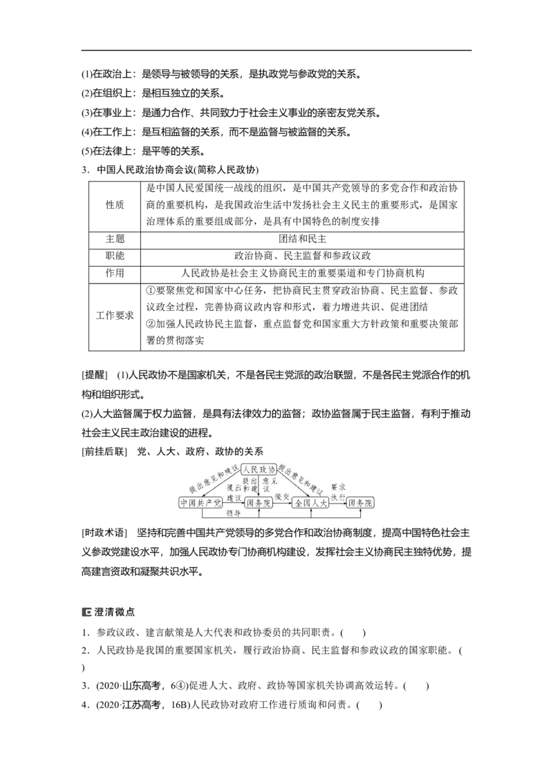 专题6　课时2　我国的基本政治制度_8.2025政治总复习_2023年新高考资料_二轮复习_2023年高考政治二轮复习讲义+课件（新高考版）_2023年高考政治二轮复习讲义（新高考版）_学生版