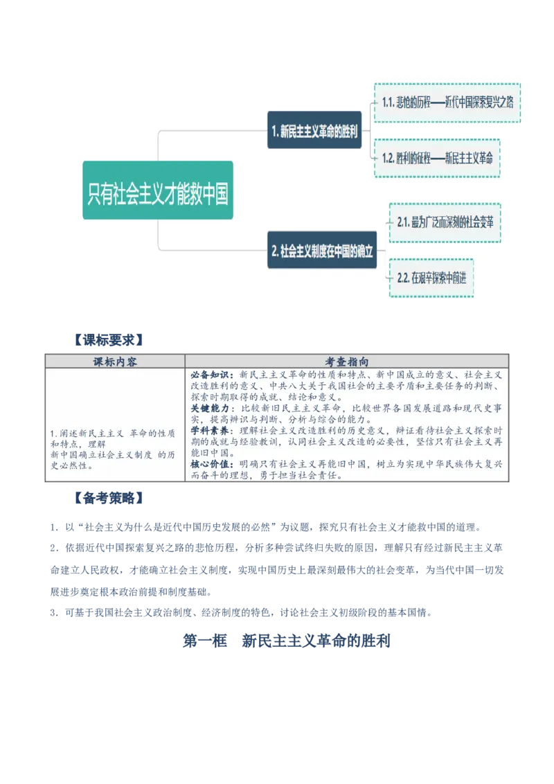 必修一《中国特色社会主义》知识清单-上好课2025年高考政治一轮复习知识清单（新高考专用）_8.2025政治总复习_2025年新高考资料_一轮复习_2025年高考政治一轮复习知识清单