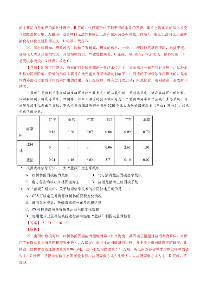 黄金卷08（解析版）-赢在高考&middot;黄金8卷备战2024年高考地理模拟卷（湖南专用）_9.2025地理总复习_2024年新高考资料_4.2024高考模拟预测试卷