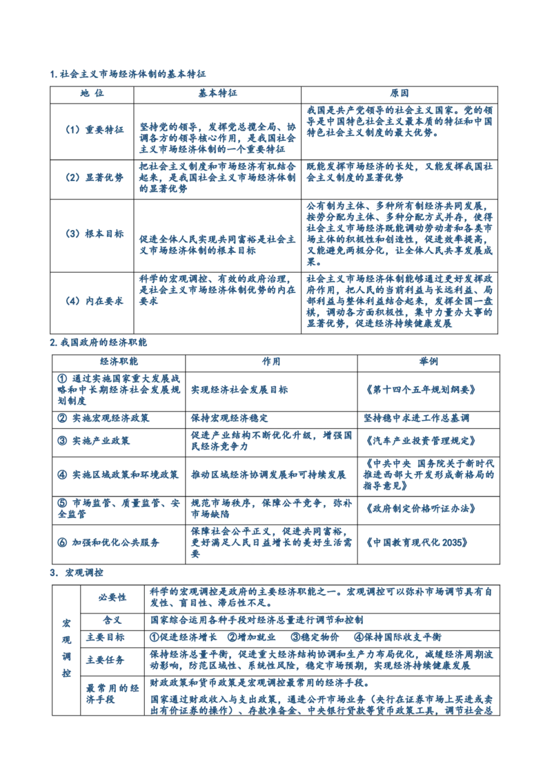 必修二《经济与社会》核心考点-上好课2025年高考政治一轮复习知识清单（新高考专用）_8.2025政治总复习_2025年新高考资料_一轮复习_2025年高考政治一轮复习知识清单