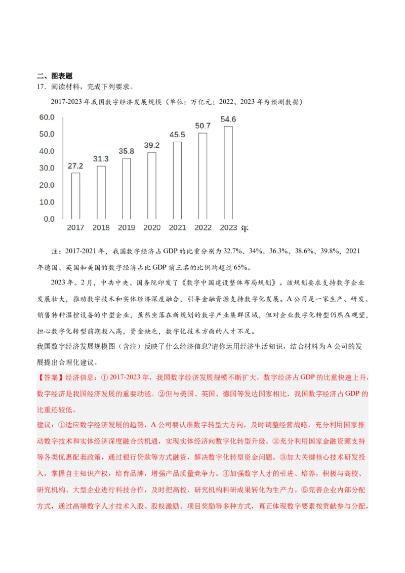 必修二《经济与社会》（测试）（解析版）_8.2025政治总复习_2024年新高考资料_2.2024二轮复习_2024年高考政治二轮复习讲练测（新教材新高考）