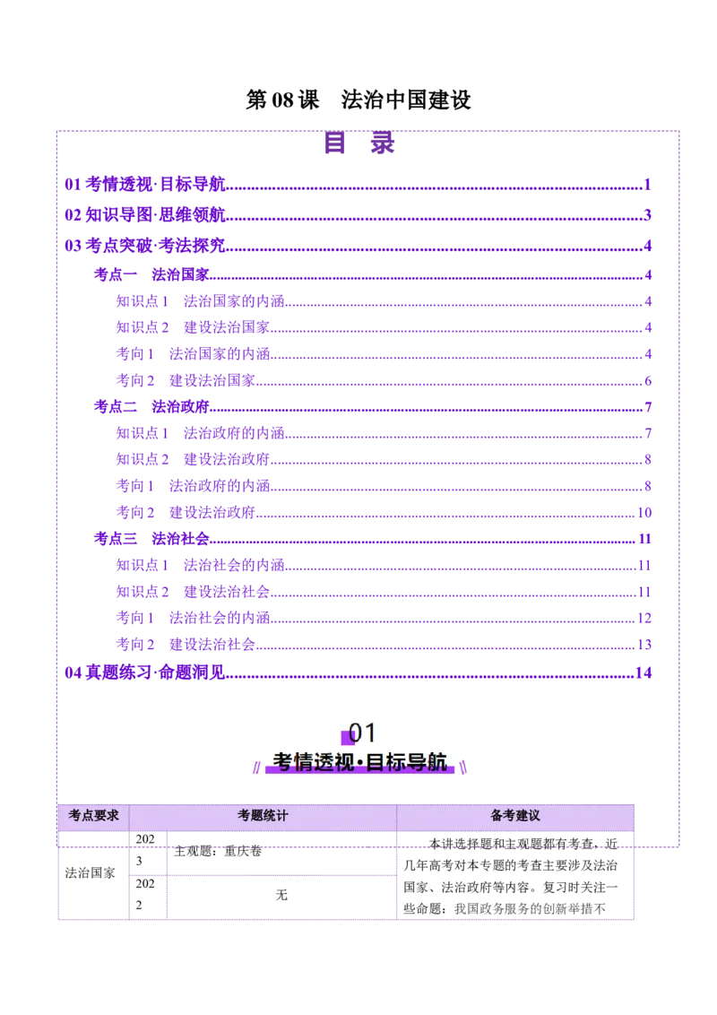 第08课法治中国建设（讲义）（原卷版）_8.2025政治总复习_2025年新高考资料_一轮复习_2025年高考政治一轮复习讲练测（新教材新高考）（完结）_必修3（包含2024高考真题）