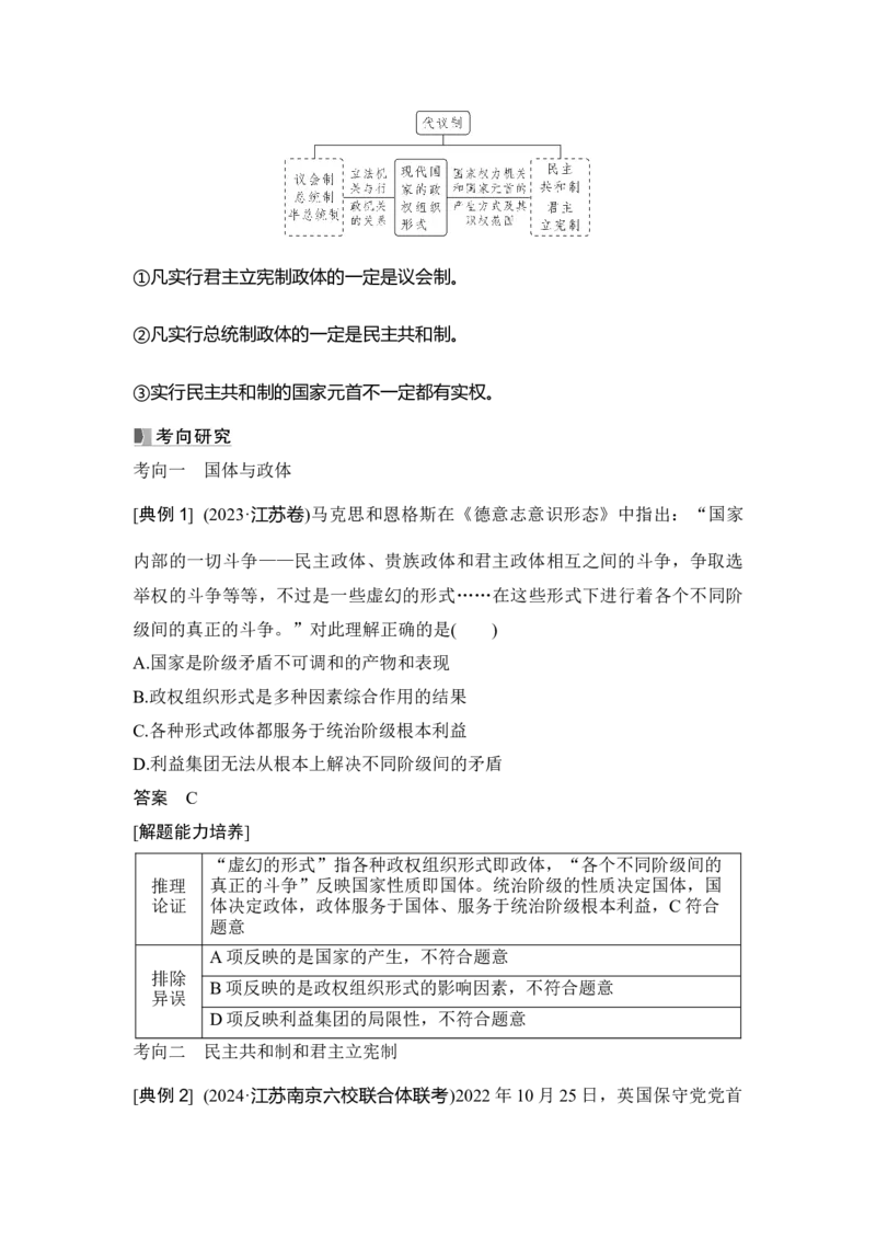 高中思想政治2025届一轮复习选择性必修一：第二十五课第一课时　国体与政体_8.2025政治总复习_2025年新高考资料_一轮复习