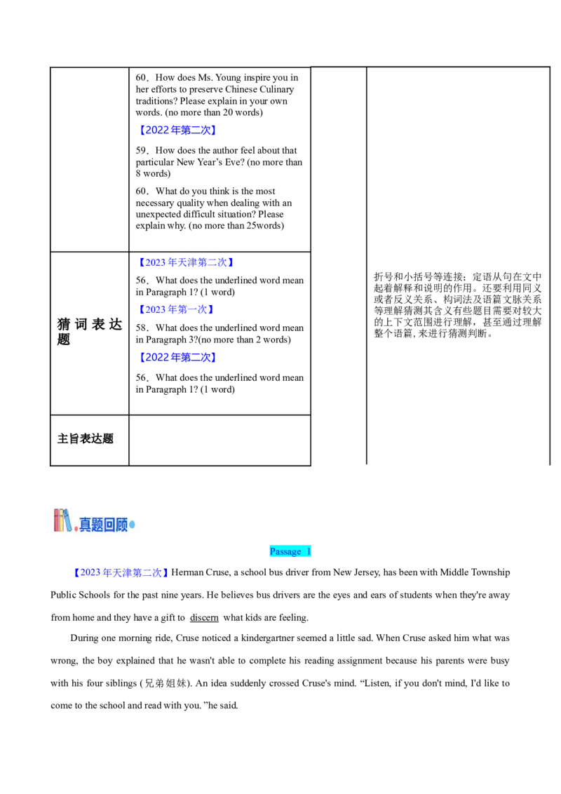 押天津卷56~60题阅读表达（解析版）_3.2025英语总复习_2024年新高考资料_5.2024三轮冲刺_备战2024年高考英语临考题号押题（天津专用）322996310