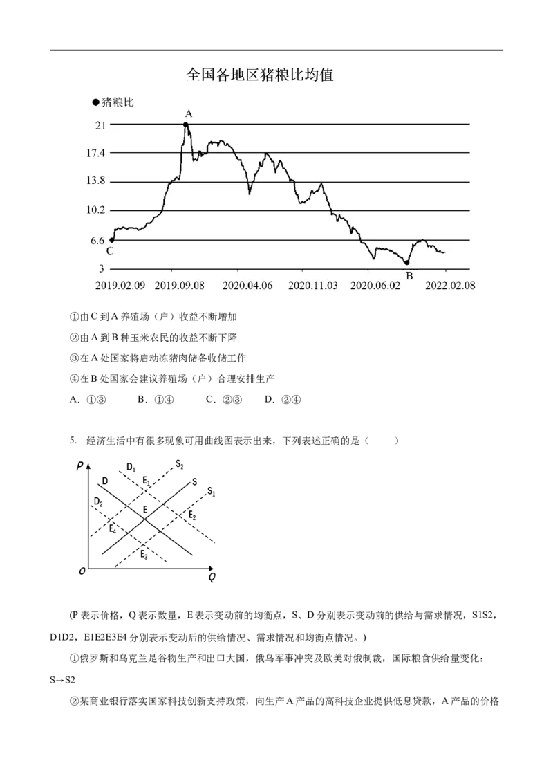 第02练多变的价格（原卷版）_8.2025政治总复习_赠品通用版（老高考）复习资料_一轮复习_2023年高考政治一轮复习小题多维练（人教版）