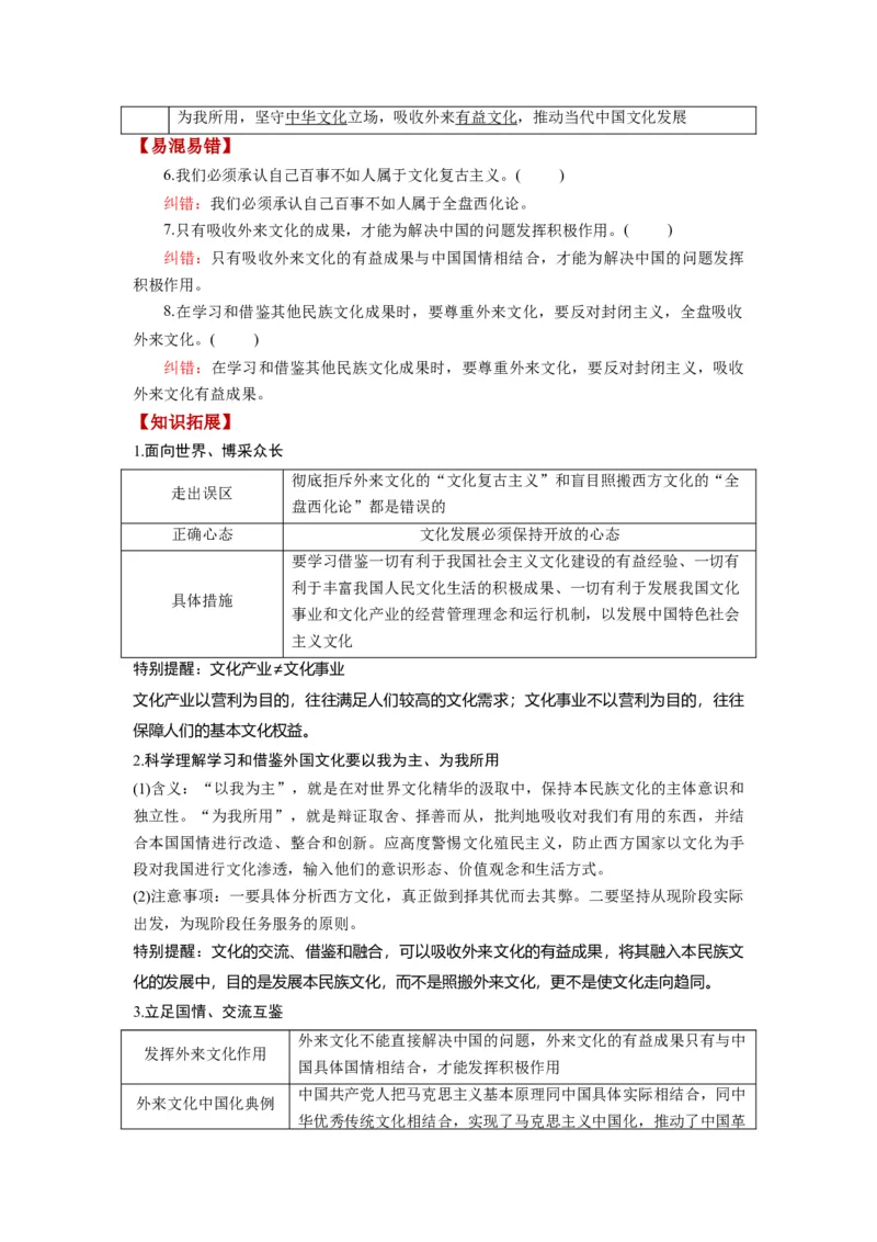 第08课学习借鉴外来文化的有益成果（讲义）（解析版）_8.2025政治总复习_2024年新高考资料_1.2024一轮复习_2024年高考政治一轮复习讲练测（新教材新高考）_必修4