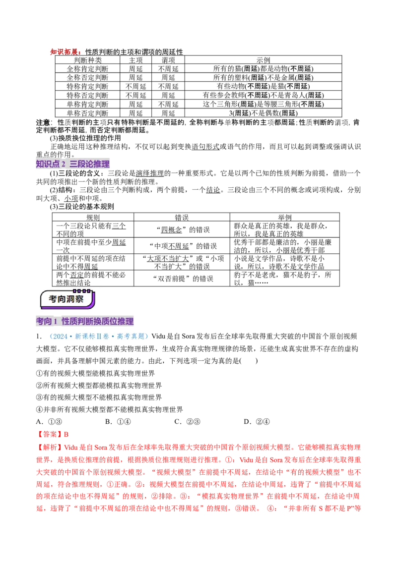 第06课掌握演绎推理方法（讲义）（解析版）_8.2025政治总复习_2025年新高考资料_一轮复习_2025年高考政治一轮复习讲练测（新教材新高考）（完结）_选必3（包含2024高考真题）