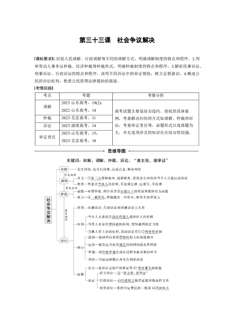 选择性必修2第三十三课　社会争议解决_8.2025政治总复习_2025年新高考资料_一轮复习_2025政治大一轮复习讲义+课件（完结）_2025政治大一轮复习讲义配套教师用书Word版全书