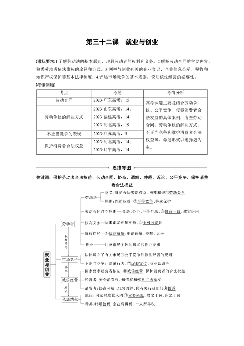 选择性必修2第三十二课　课时1　做个明白的劳动者_8.2025政治总复习_2025年新高考资料_一轮复习_2025政治大一轮复习讲义+课件（完结）_2025政治大一轮复习讲义配套教师用书Word版全书