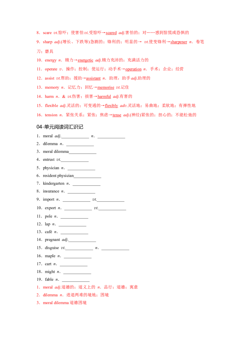 必修三Unit2MoralsandVirtues核心单词+重点句型筑基讲义（解析版）_3.2025英语总复习_2025年新高考资料_一轮复习_2025年新高考英语一轮总复习筑基培优方案