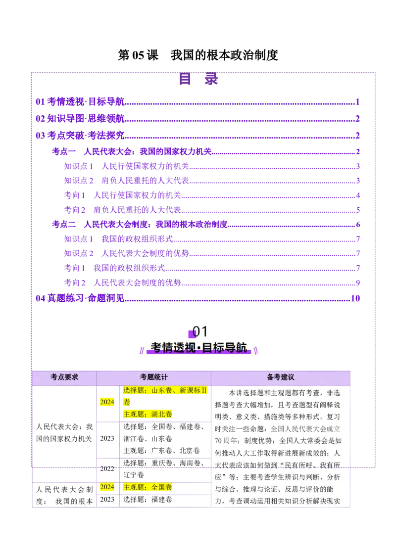 第05课我国的根本政治制度（讲义）（原卷版）_8.2025政治总复习_2025年新高考资料_一轮复习_2025年高考政治一轮复习讲练测（新教材新高考）（完结）_必修3（包含2024高考真题）
