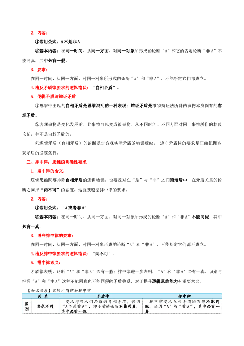 选择性必修三+《逻辑与思维》知识清单-上好课2025年高考政治一轮复习知识清单_8.2025政治总复习_2025年新高考资料_一轮复习_2025年高考政治一轮复习知识清单
