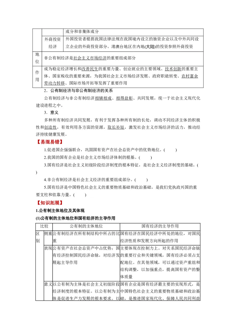 第01课我国的生产资料所有制（讲义）（原卷版）_8.2025政治总复习_2024年新高考资料_1.2024一轮复习_2024年高考政治一轮复习讲练测（新教材新高考）_必修2
