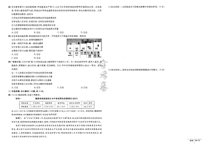 金考卷优秀模拟试卷汇编45套全国卷政治_8.2025政治总复习_政治高考模拟题_老高考_2023年_政治全国卷2023金考卷