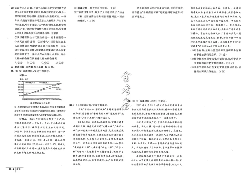 金考卷优秀模拟试卷汇编45套全国卷政治_8.2025政治总复习_政治高考模拟题_老高考_2023年_政治全国卷2023金考卷