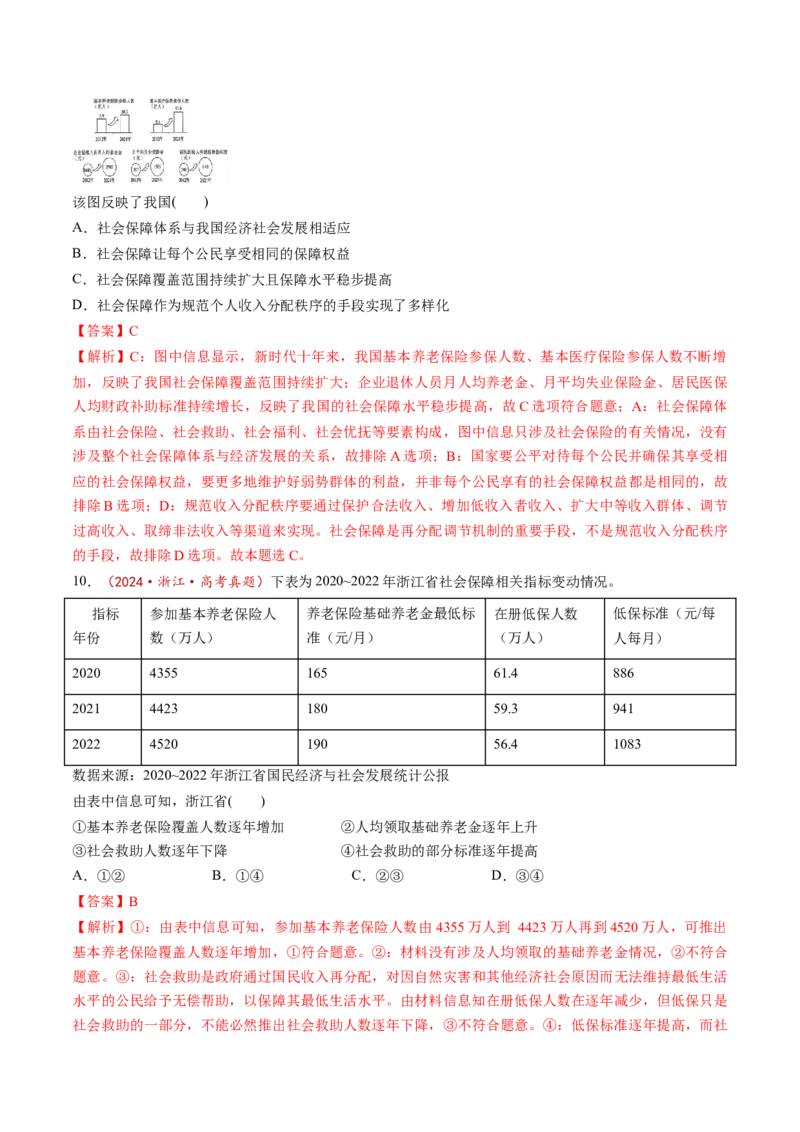 第04课我国的个人收入分配与社会保障（练习）（解析版）_8.2025政治总复习_2025年新高考资料_一轮复习_2025年高考政治一轮复习讲练测（新教材新高考）（完结）