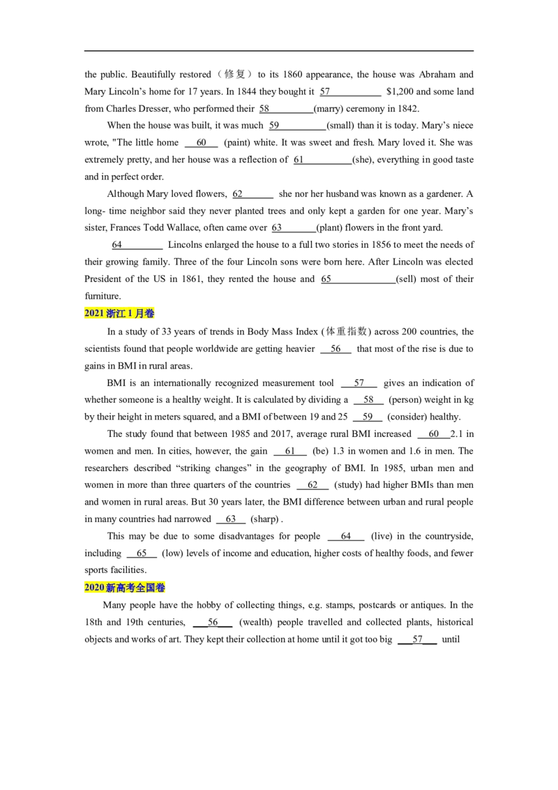 热点练11语法填空-2023年高考英语语法填空热点&bull;重点&bull;难点专练（学生版）（全国通用）_3.2025英语总复习_赠品通用版（老高考）复习资料_专项复习