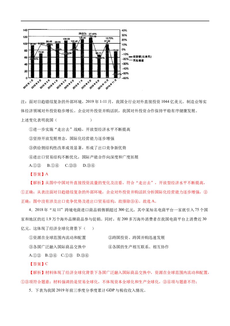 第11练经济全球化与对外开放（解析版）_8.2025政治总复习_赠品通用版（老高考）复习资料_一轮复习_2023年高考政治一轮复习小题多维练（人教版）