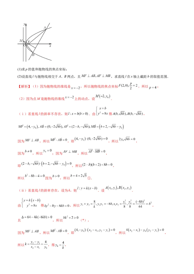 专题18抛物线中的参数及范围问题(解析版)_2.2025数学总复习_2024年新高考资料_3.2024专项复习_2024年新高考数学之圆锥曲线专项重难点突破练（新高考专用）