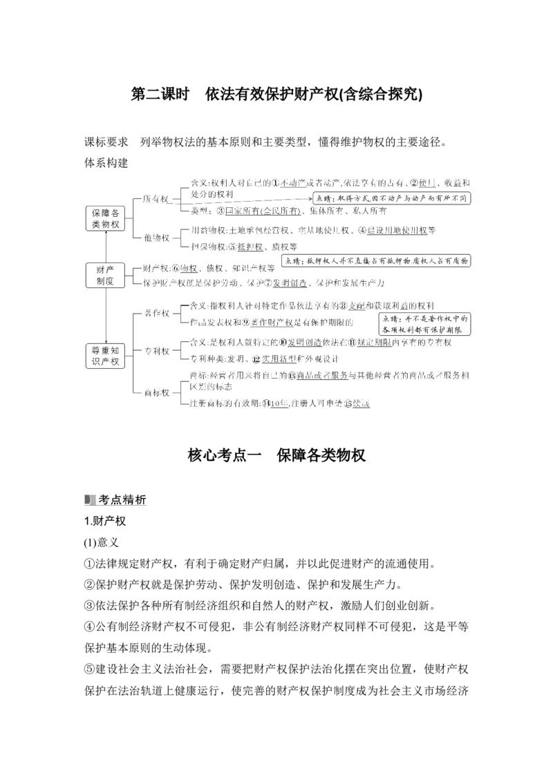 高中思想政治2025届一轮复习选择性必修二：第二十九课第二课时　依法有效保护财产权(含综合探究)_8.2025政治总复习_2025年新高考资料_一轮复习