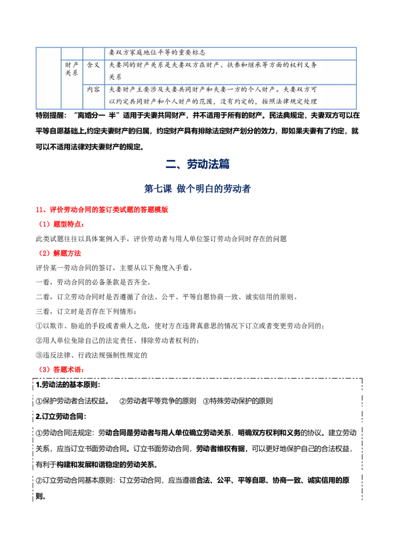 选择性必修二《法律与生活》答题模板-上好课2025年高考政治一轮复习知识清单+（新高考专用）_8.2025政治总复习_2025年新高考资料_一轮复习_2025年高考政治一轮复习知识清单