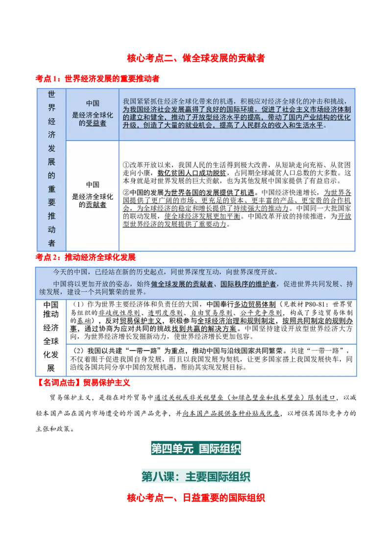 选择性必修一《当代国际政治与经济》核心考点-上好课2025年高考政治一轮复习知识清单_8.2025政治总复习_2025年新高考资料_一轮复习_2025年高考政治一轮复习知识清单