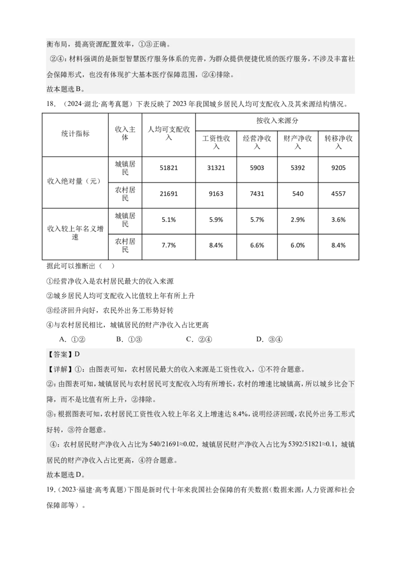 第四课我国的个人收入分配与社会保障练习（解析版）抢分秘籍2025年高考政治一轮复习精讲精练_8.2025政治总复习_2025年新高考资料_一轮复习